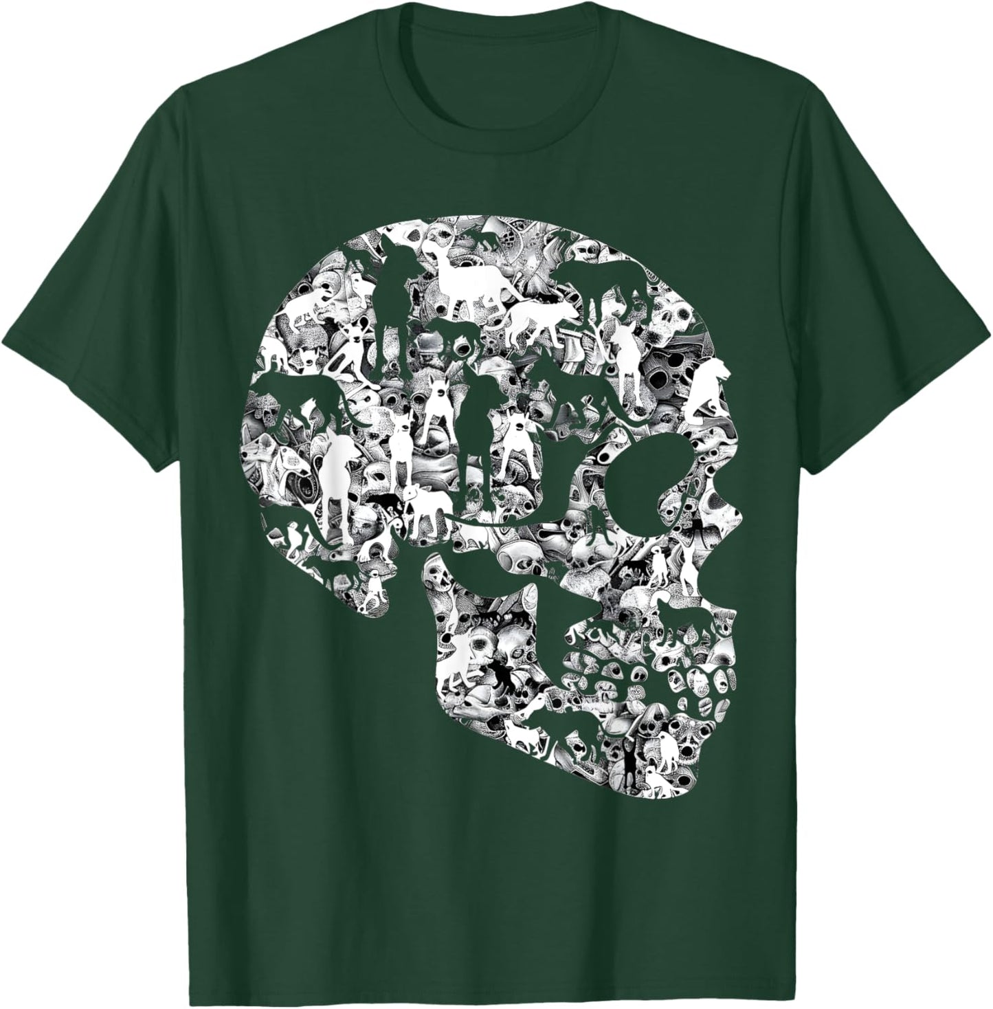 Distinctive dog skull design for those who love nerves , Black, S T-Shirt - T-Shirt | Forest