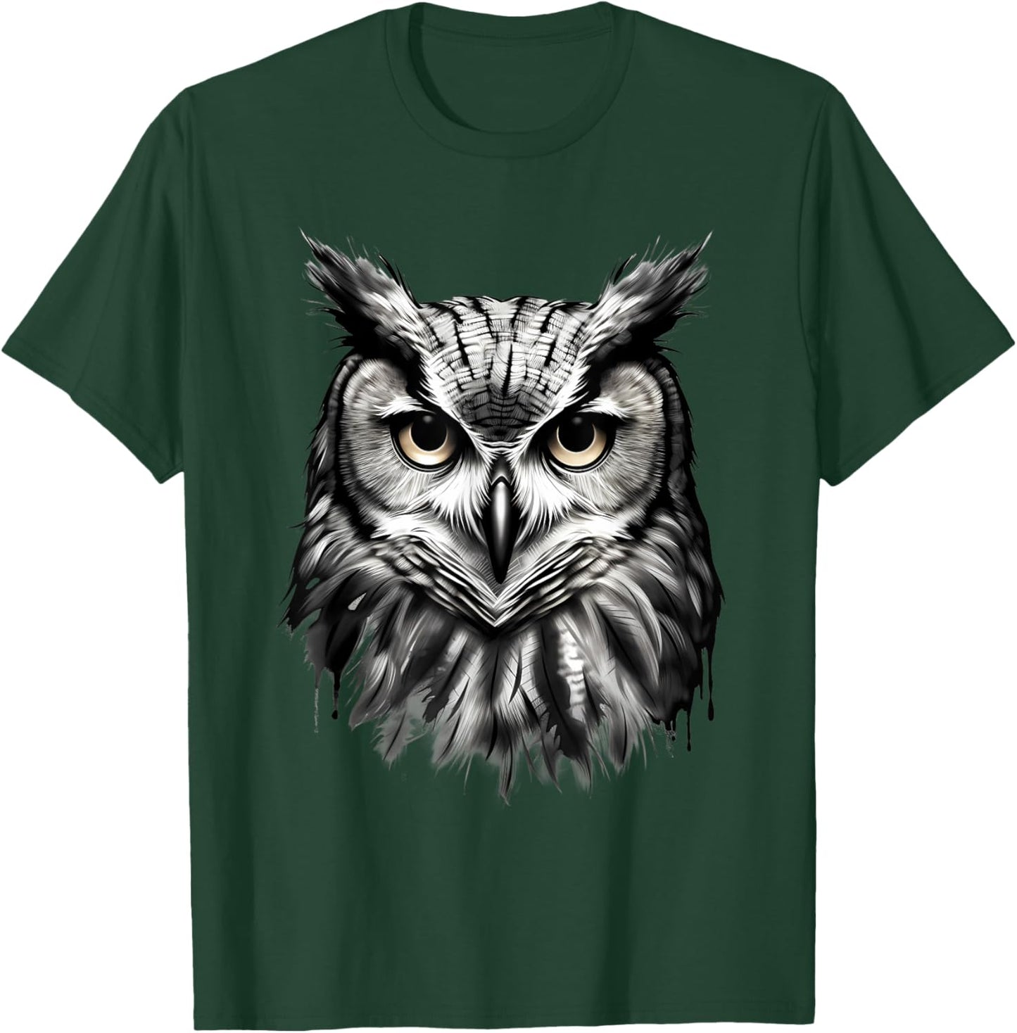 Owl Artwork Drawing Animal Lovers Animal Print Portrait T-Shirt - T-Shirt | Forest