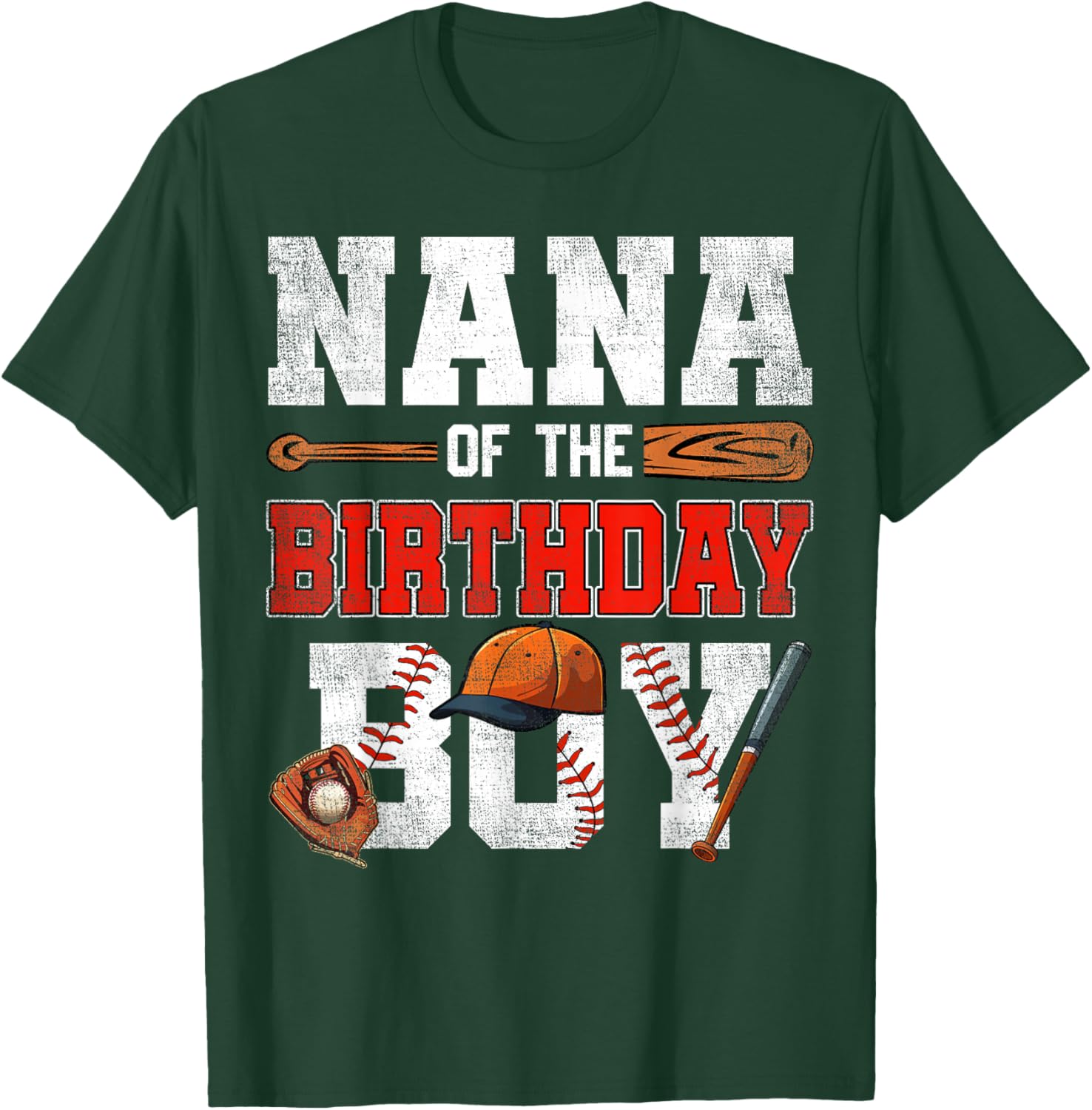 Nana Of The Birthday Boy Baseball Bday Family T-Shirt - T-Shirt | Forest