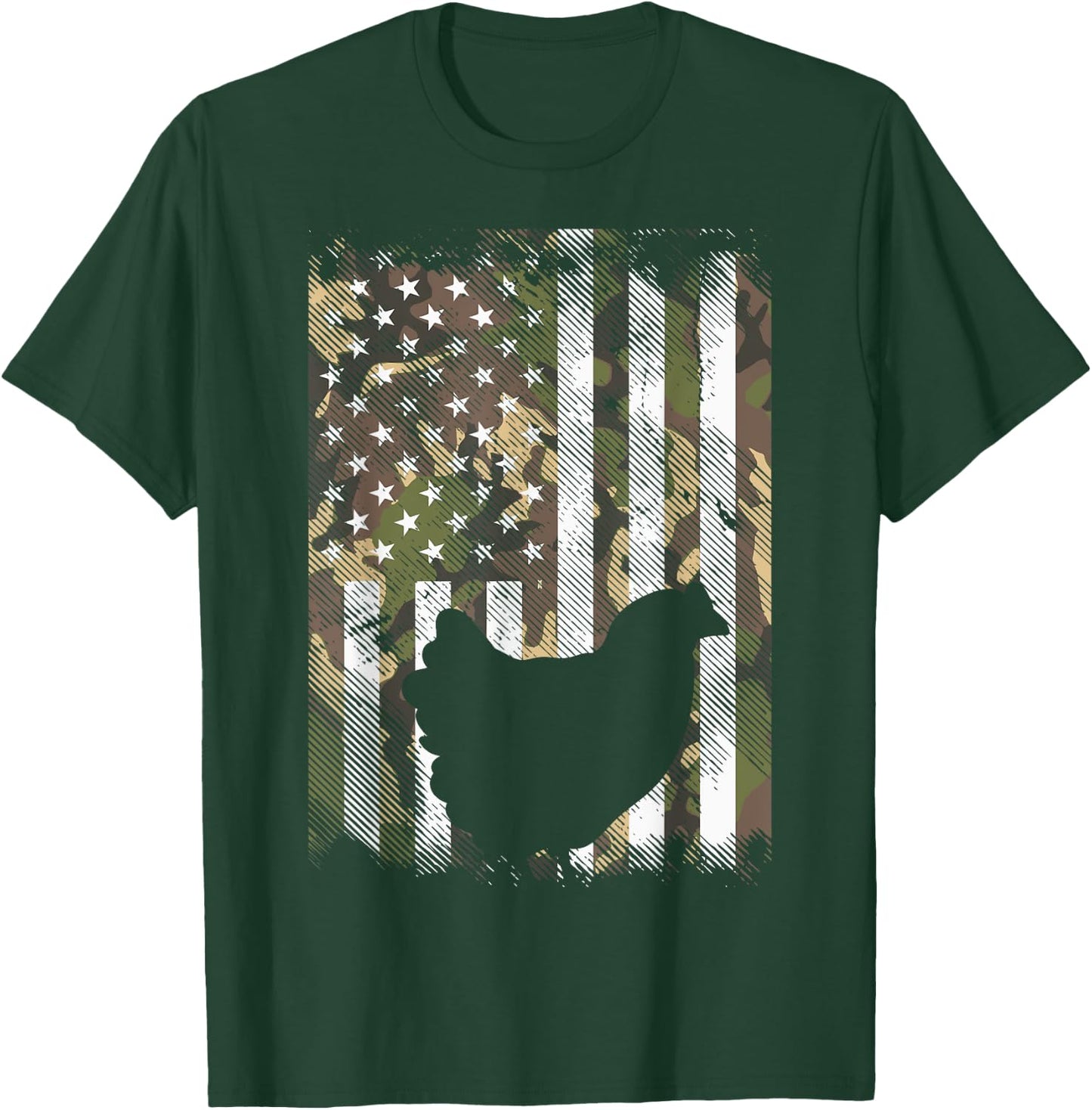 Camo Flag Chicken Vintage Farm Animal Patriotic Farmer Gift T-Shirt - T-Shirt | Forest