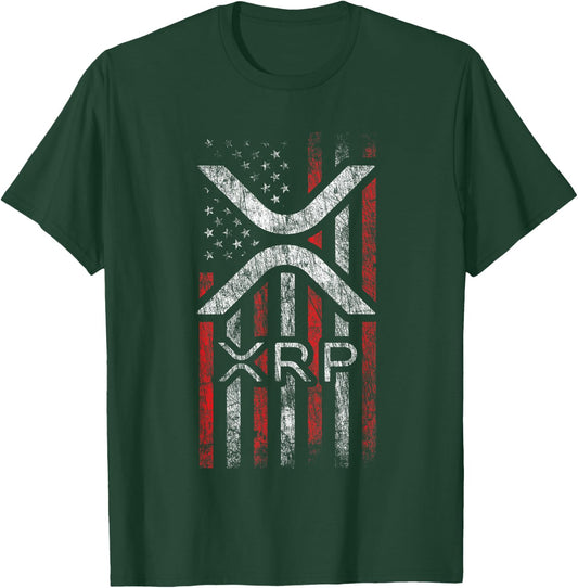 Crypto Currency - XRP Cryptocurrency - American Flag - XRP T-Shirt - T-Shirt | Forest