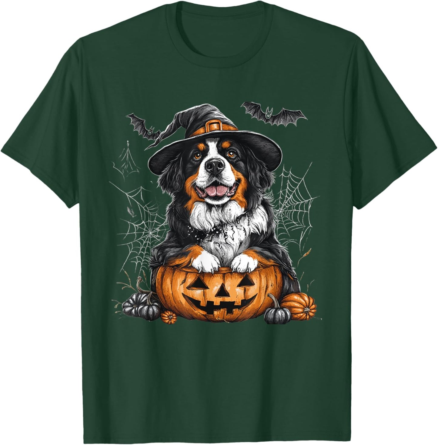 Bernese Mountain Pumpkin Halloween Thanksgiving Men Women T-Shirt - T-Shirt | Forest