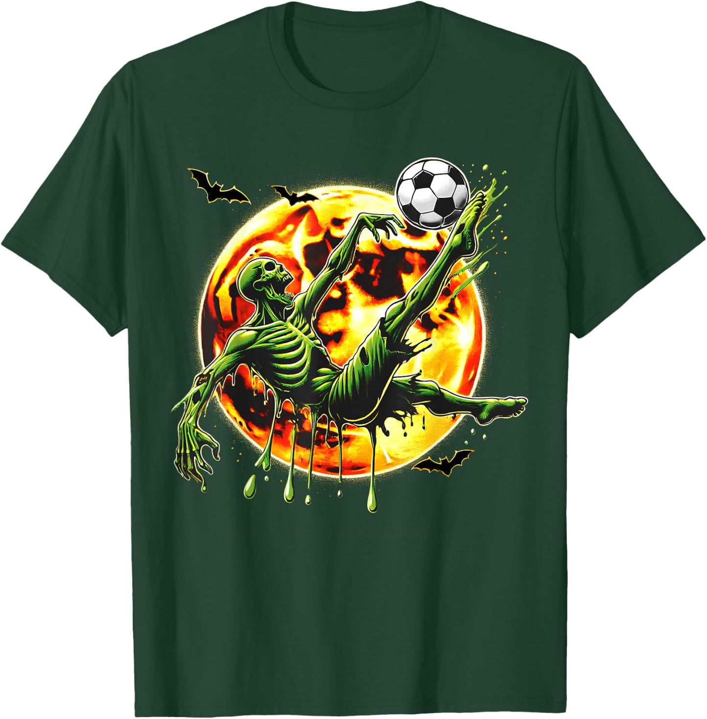 Spooky Zombie Playing Soccer, Halloween Costume Boys Girls T-Shirt - T-Shirt | Forest