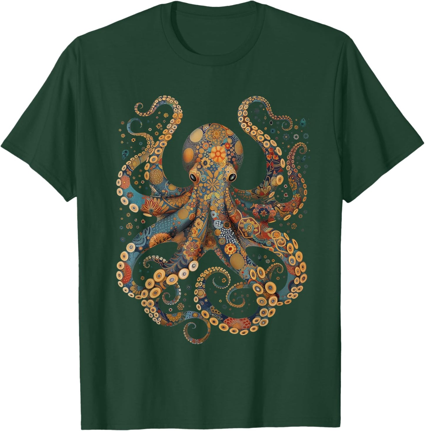 Octopus Floral Vintage Flowers Octopus Octopus Diving T-Shirt - T-Shirt | Forest