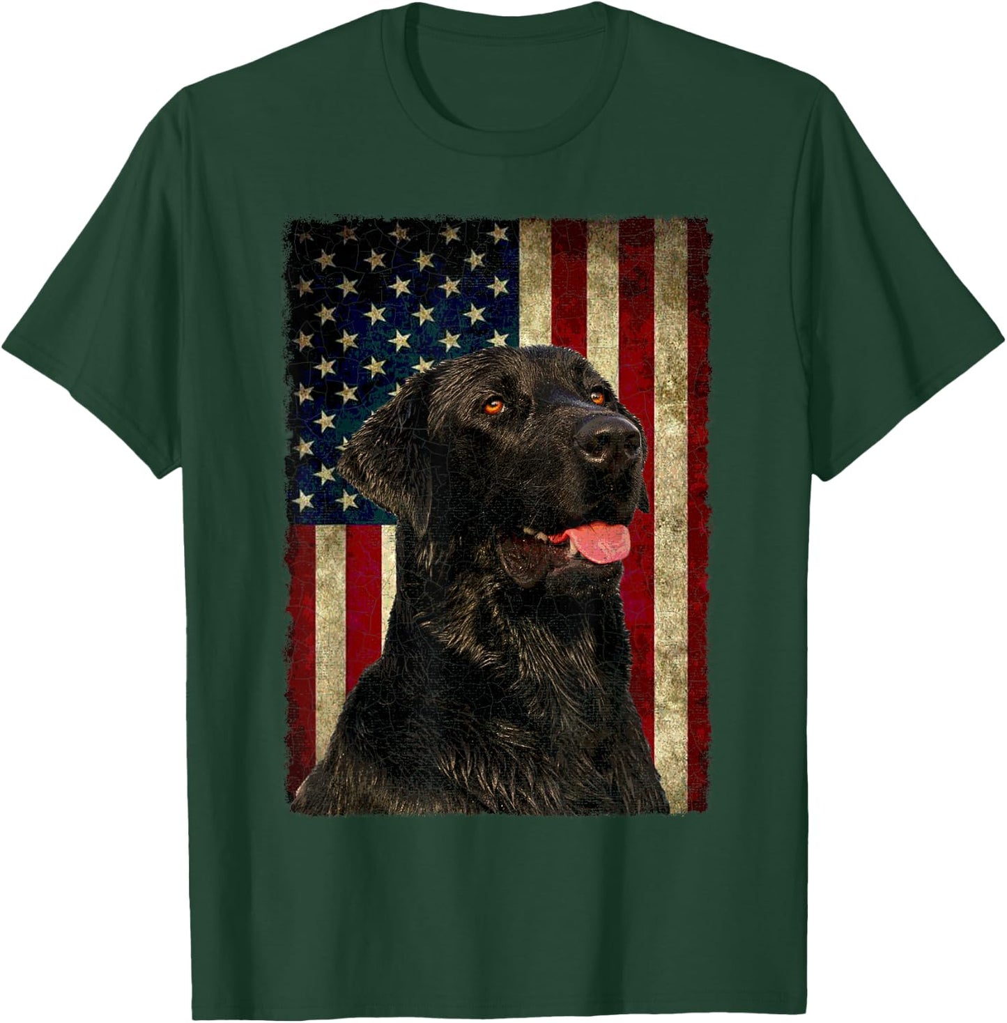 Black Labrador T Shirt Gift USA Flag Lab Owner Duck Hunter T-Shirt - T-Shirt | Forest