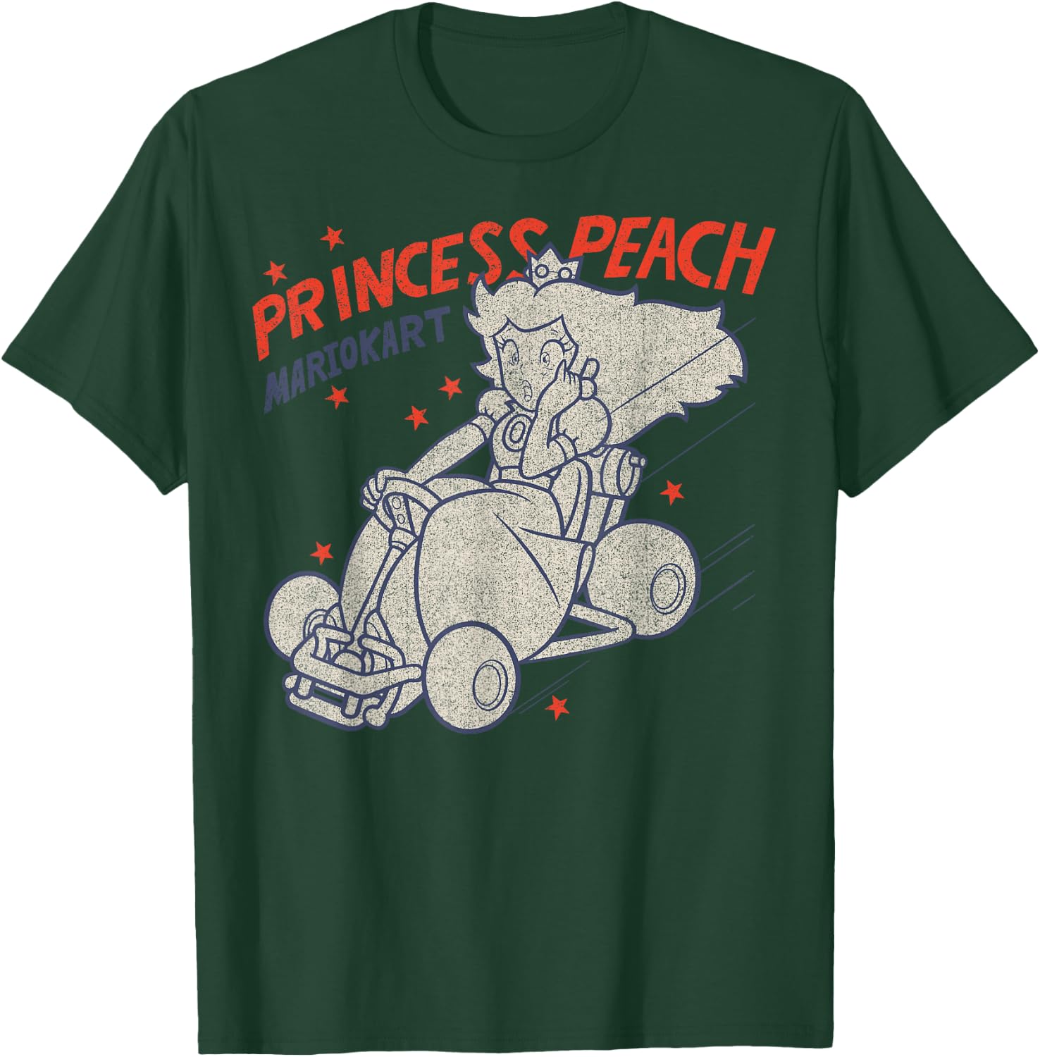 Mario Kart Princess Peach Surprised Outlined Poster T-Shirt - T-Shirt | Forest