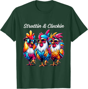 Struttin' & Cluckin' Rooster Parade for Chicken Fans T-Shirt - T-Shirt | Forest