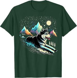 Siberian Husky Lover Apparel for Husky Owner - Cute Siberian Husky Dog - Adult & Kids - Black - Short Sleeve - - Regular Fit - Cotton 60%, Polyester 40% T-Shirt - T-Shirt | Forest