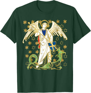 St. Michael the Archangel Icon Dragon Catholic Angel Vintage T-Shirt - T-Shirt | Forest