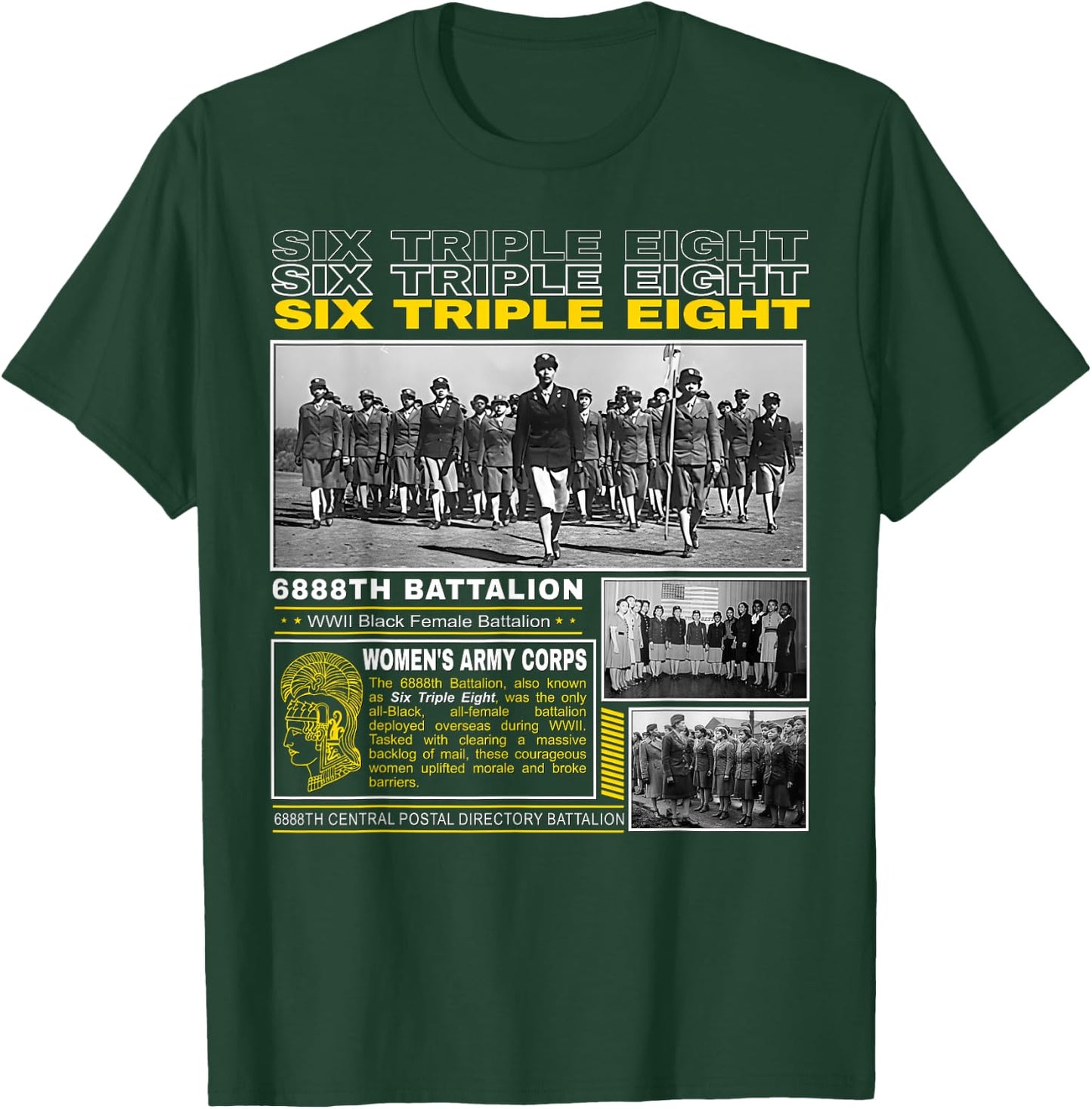A Legacy of Black Masculinity and Courage -Adults WWII Legacy of the 6888th Battalion Blue S Short Sleeve T-Shirt - T-Shirt | Forest