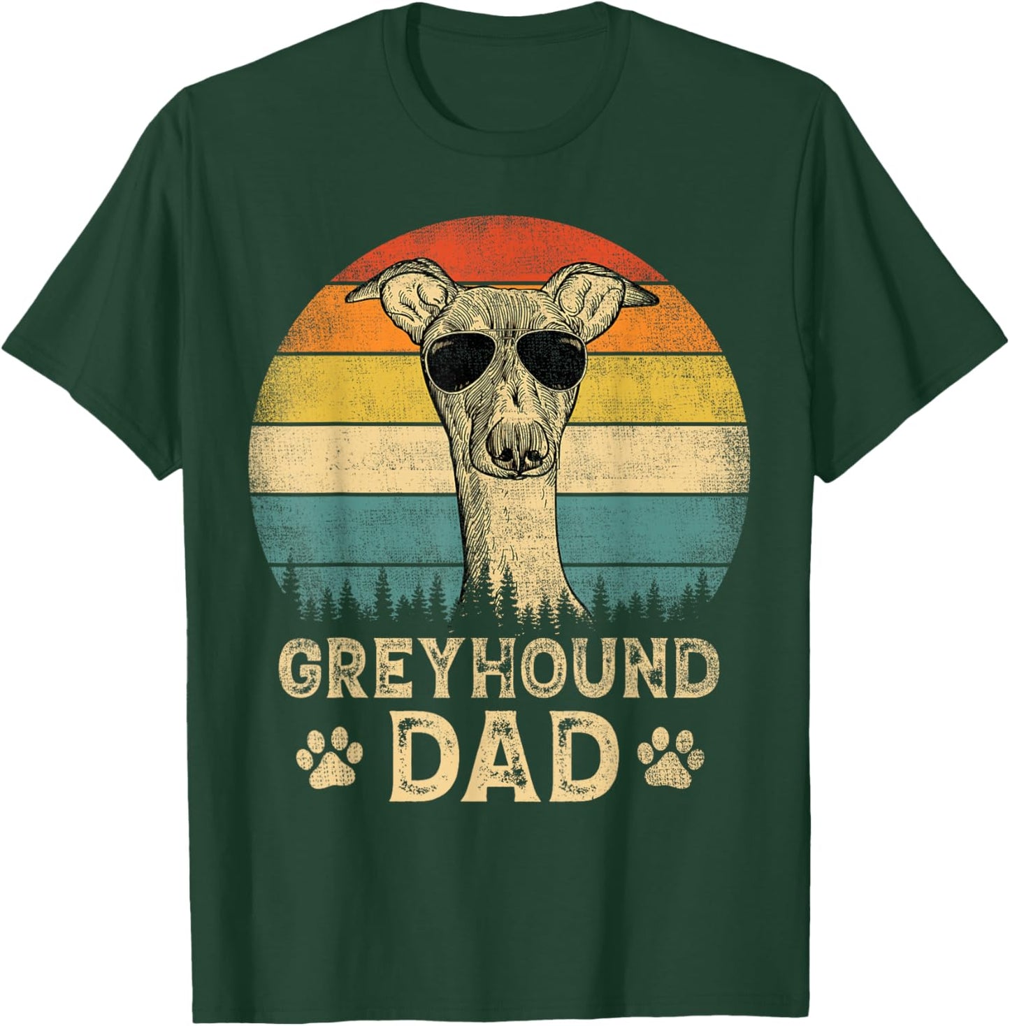 Vintage Greyhound Dad Dog Lovers Father's Day Men Women T-Shirt - T-Shirt | Forest