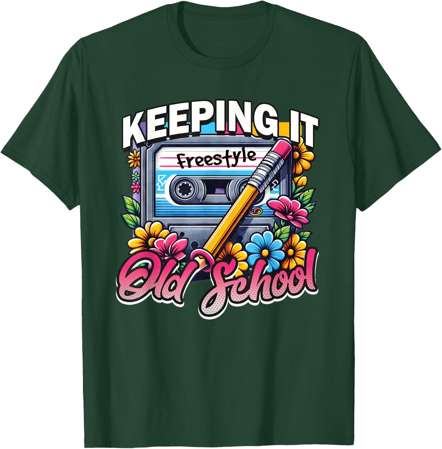 Keeping It Old School 80s Freestyle Cassette Design T-Shirt - T-Shirt | Forest