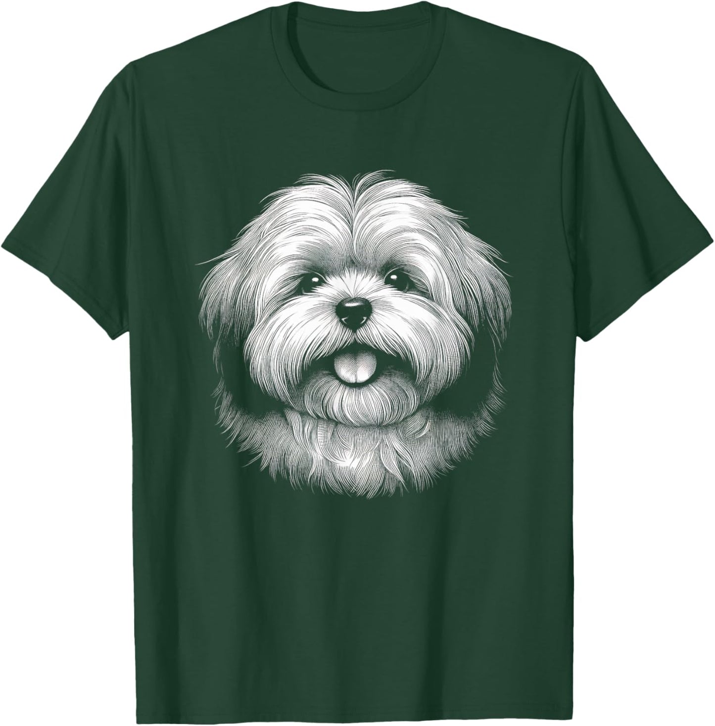 Lhasa Apso Dog Face Art Design and Men T-Shirt - T-Shirt | Forest