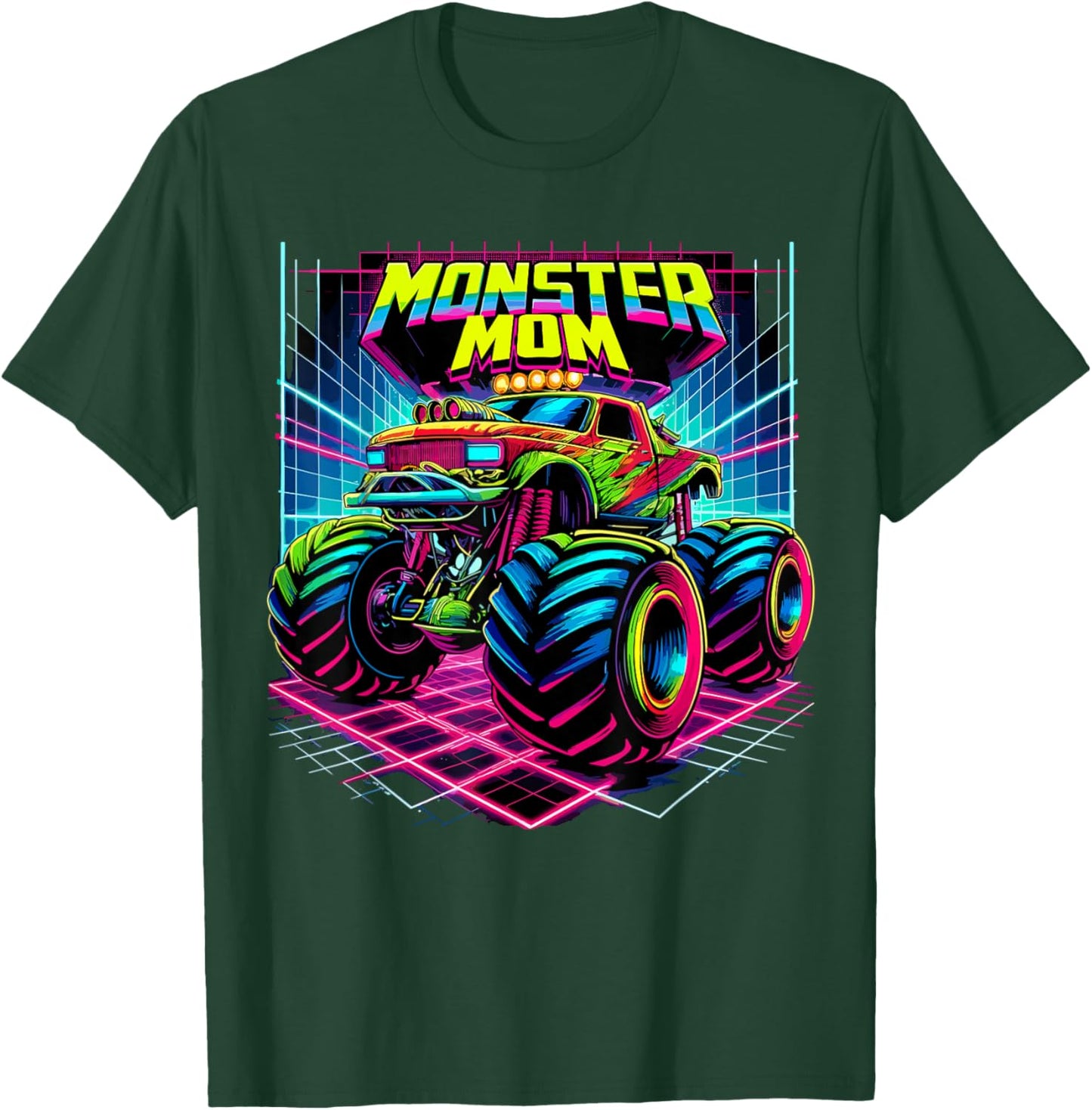 Monster Truck Mom Birthday Party Retro Monster Trucks T-Shirt - T-Shirt | Forest