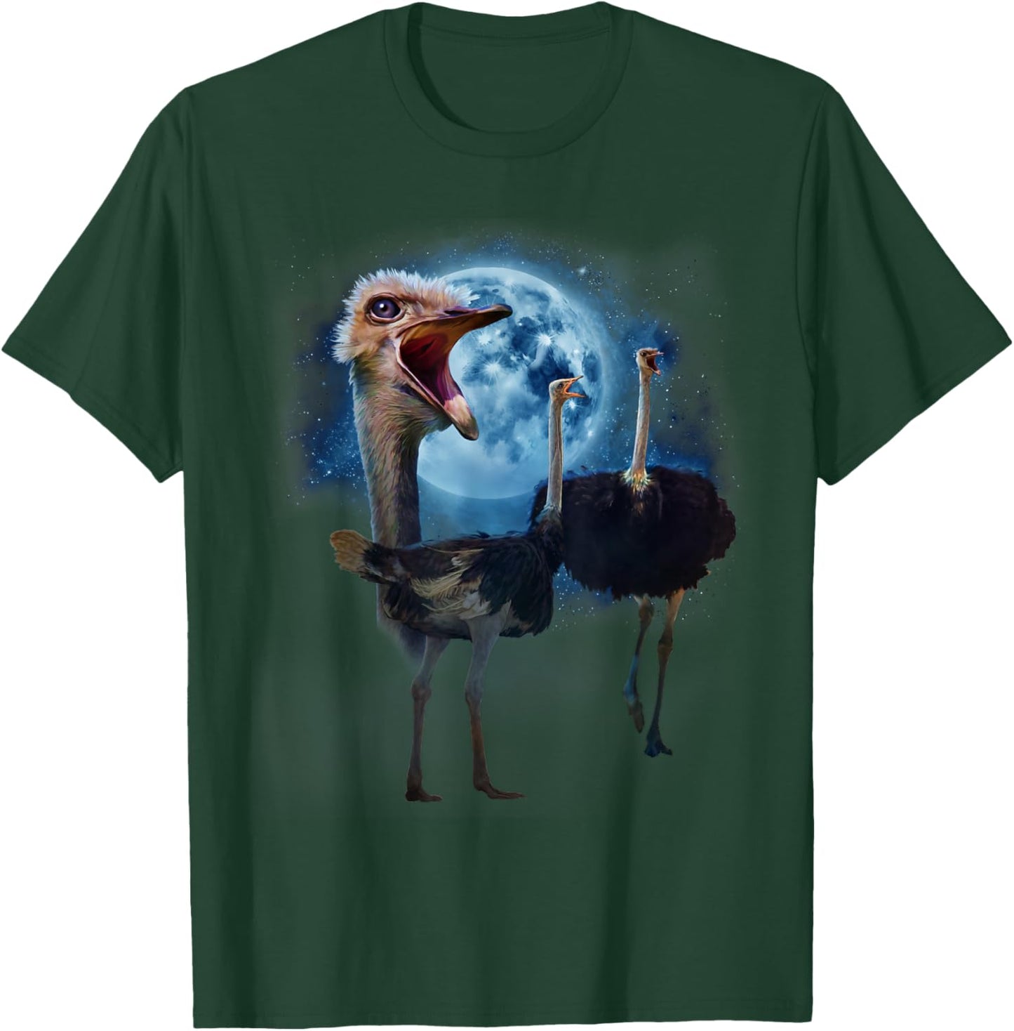 Funny Ostrich Shirt - Ostriches Howling at the Moon T-Shirt - T-Shirt | Forest