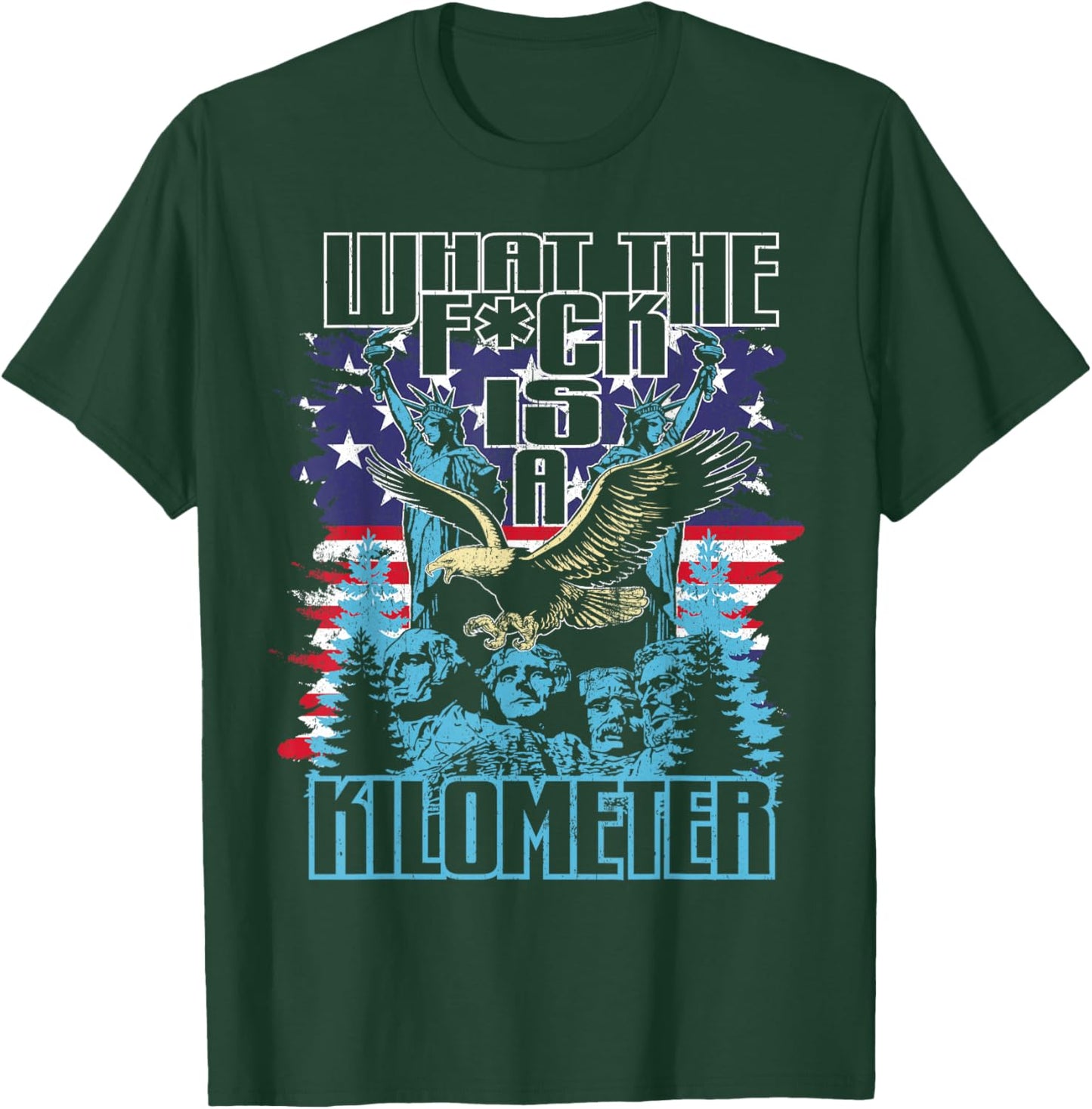Was zum Teufel ist ein Kilometer Eagle USA Flag Funny T-Shirt - T-Shirt | Forest