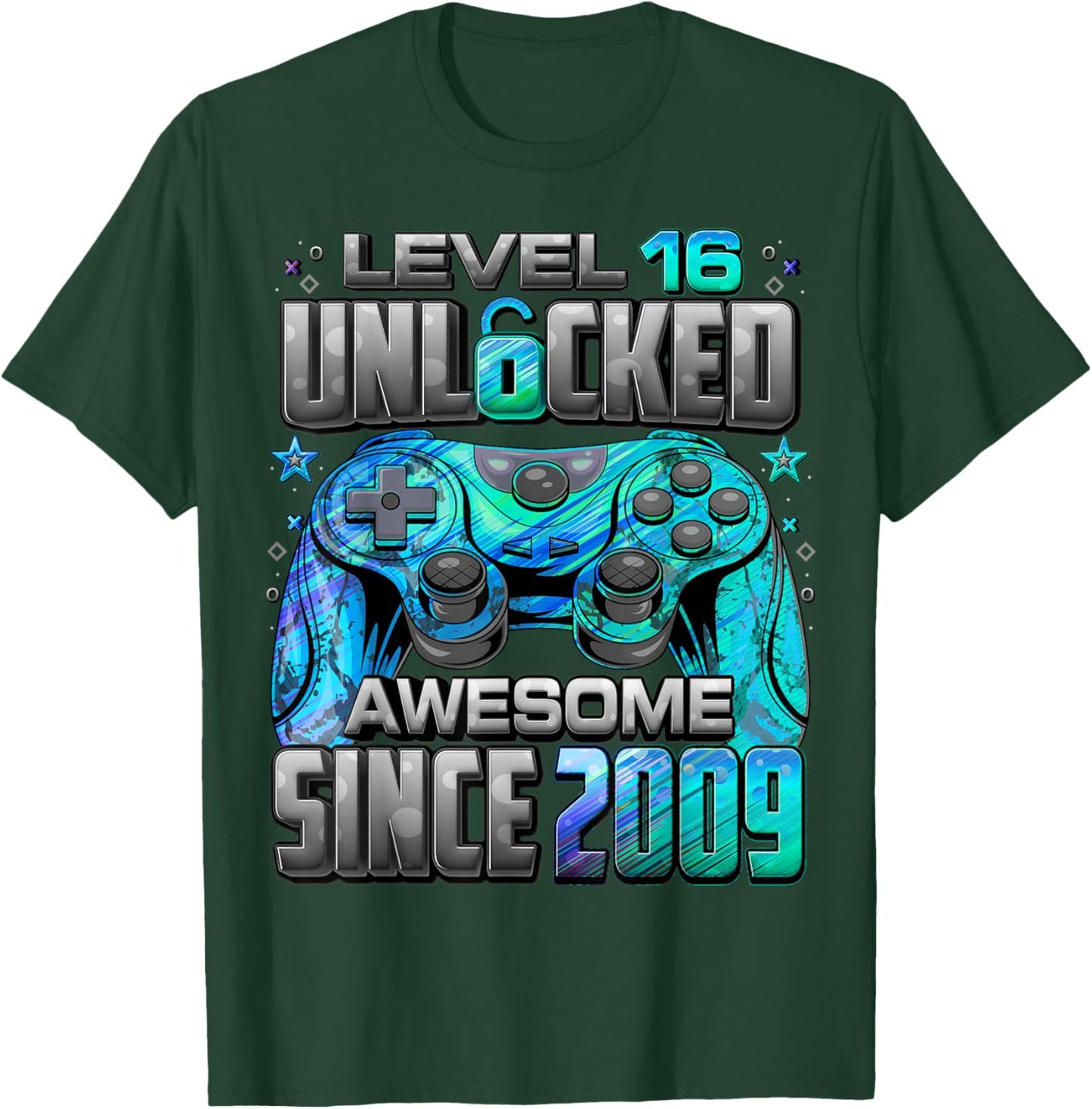 Level 16 Unlocked Awesome Since 2009 16th Birthday Gaming T-Shirt - T-Shirt | Forest