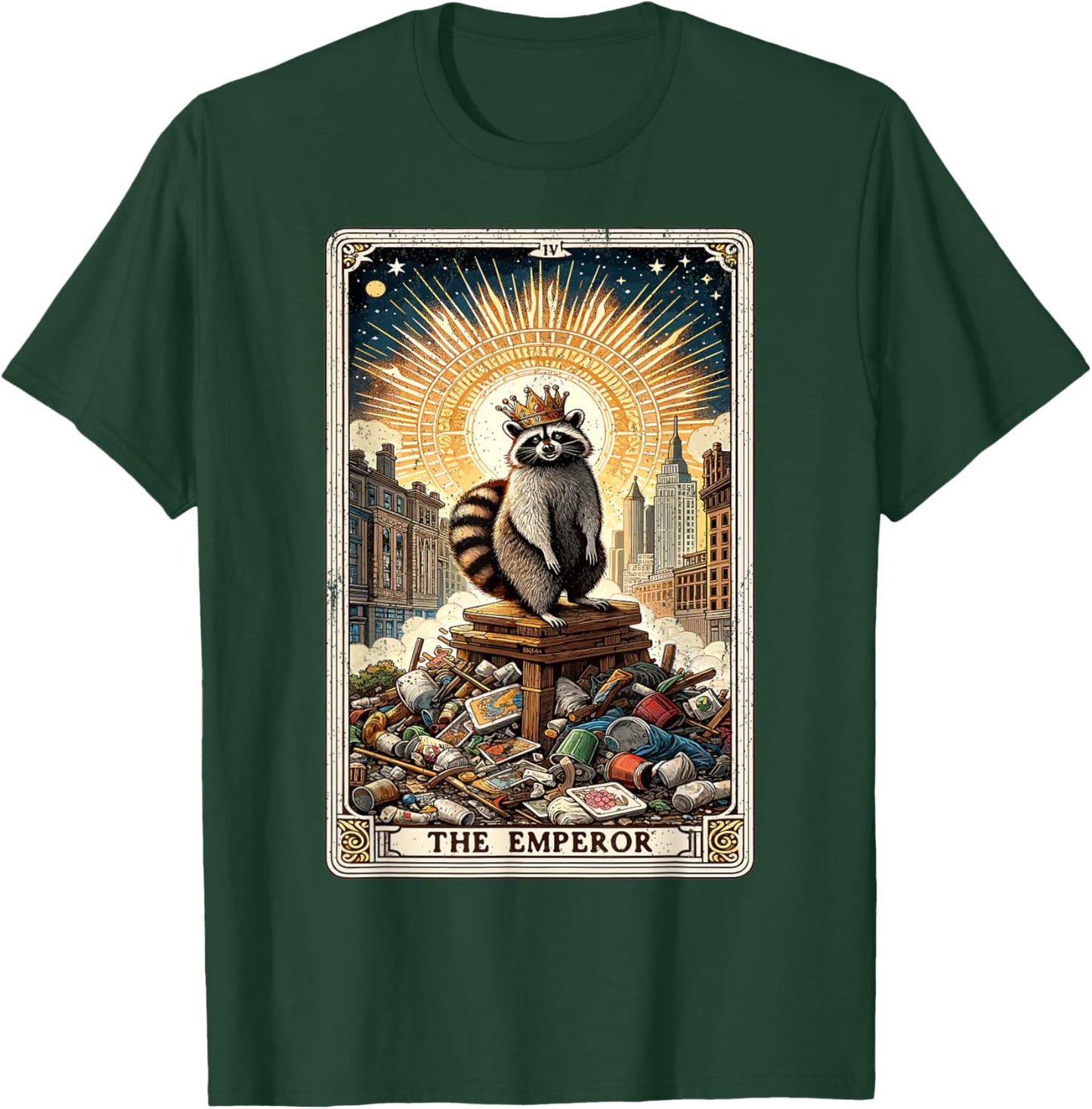 The Emperor Tarot Card Mystic Raccoon T-Shirt - T-Shirt | Forest