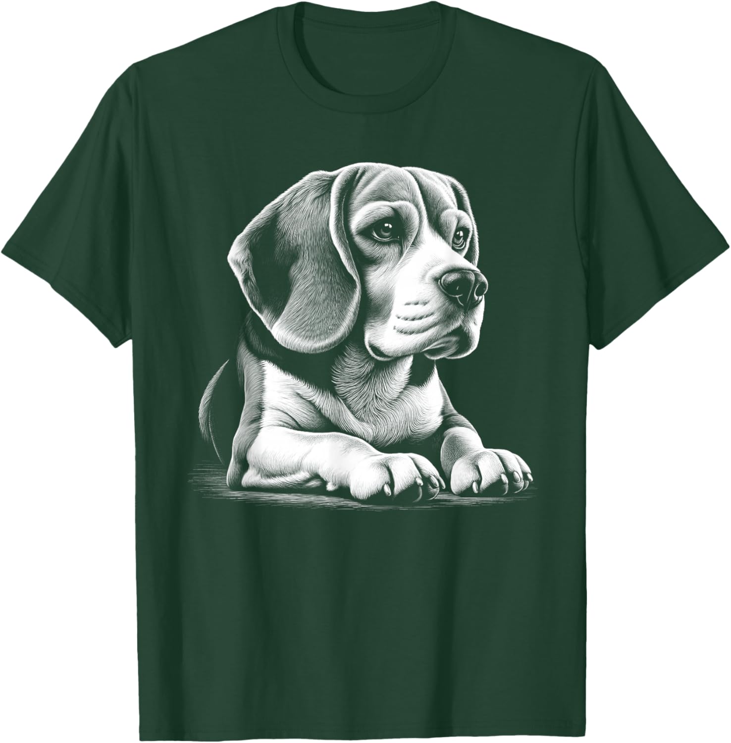 Cute Beagle Portrait in Lying Pose T-Shirt - T-Shirt | Forest