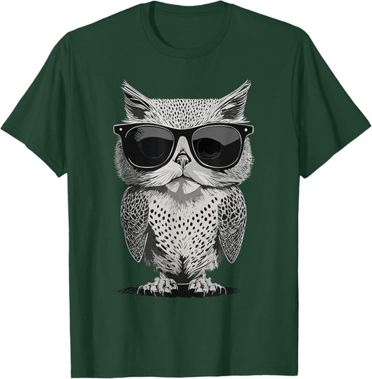 Meowl. Cat and Owl Hybrid Funny Brainrot Meme T-Shirt - T-Shirt | Forest