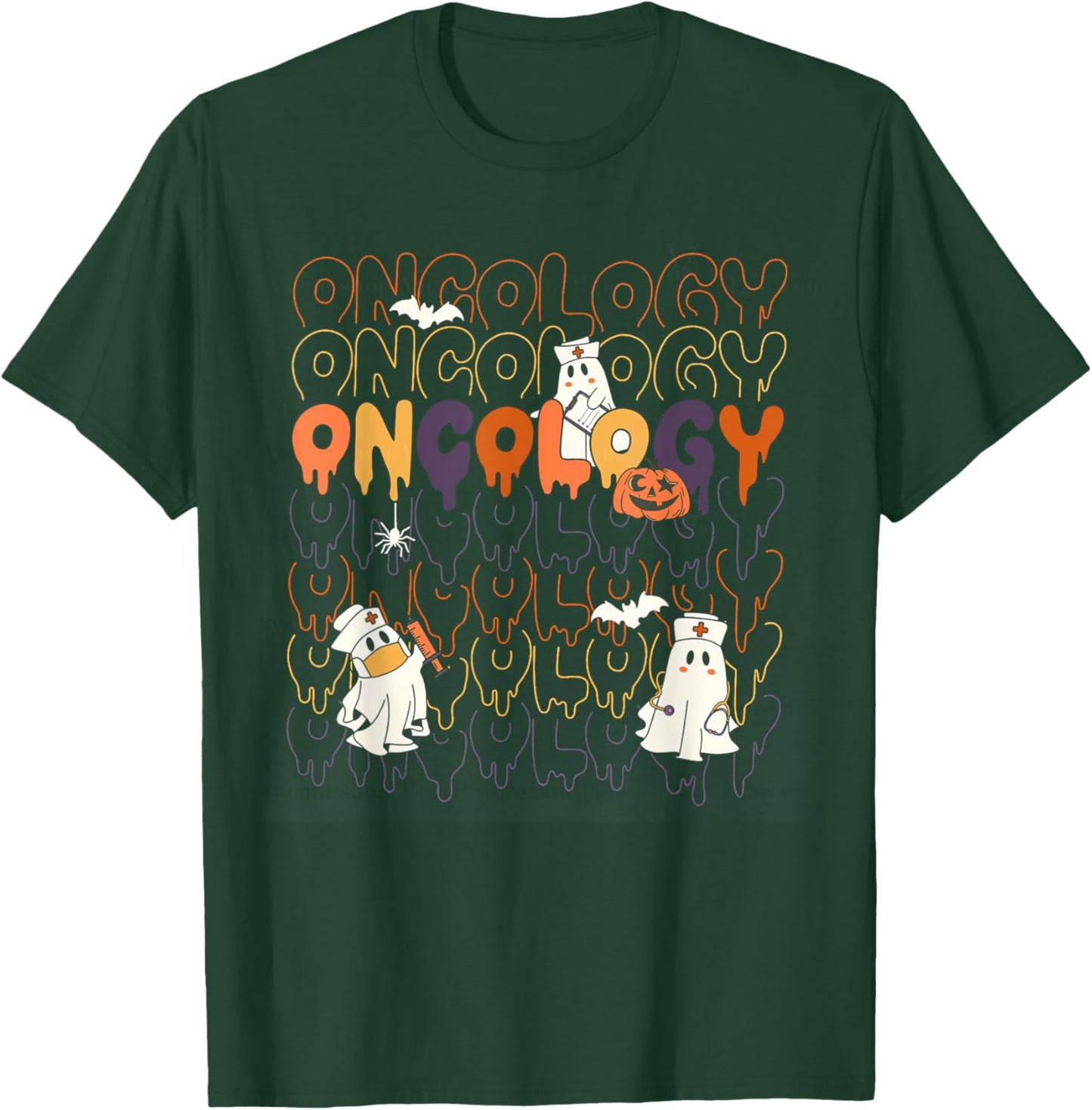 Women Halloween Oncology Nurse Heme Onc RN Cancer Fighting T-Shirt - T-Shirt | Forest