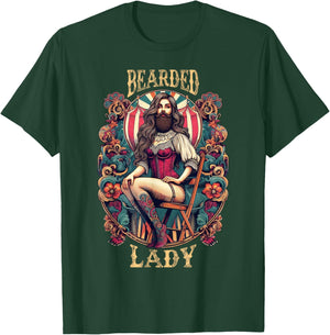 Funny Bearded Lady Costume Vintage Circus Carnival Party T-Shirt - T-Shirt | Forest