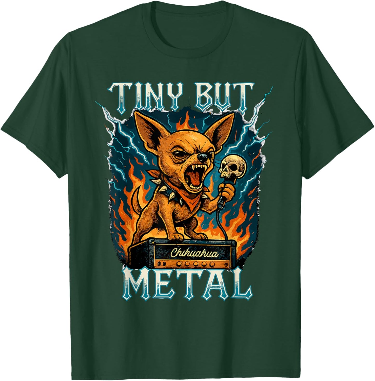Tiny But Metal Chihuahua Heavy Music Vibe T-Shirt - T-Shirt | Forest