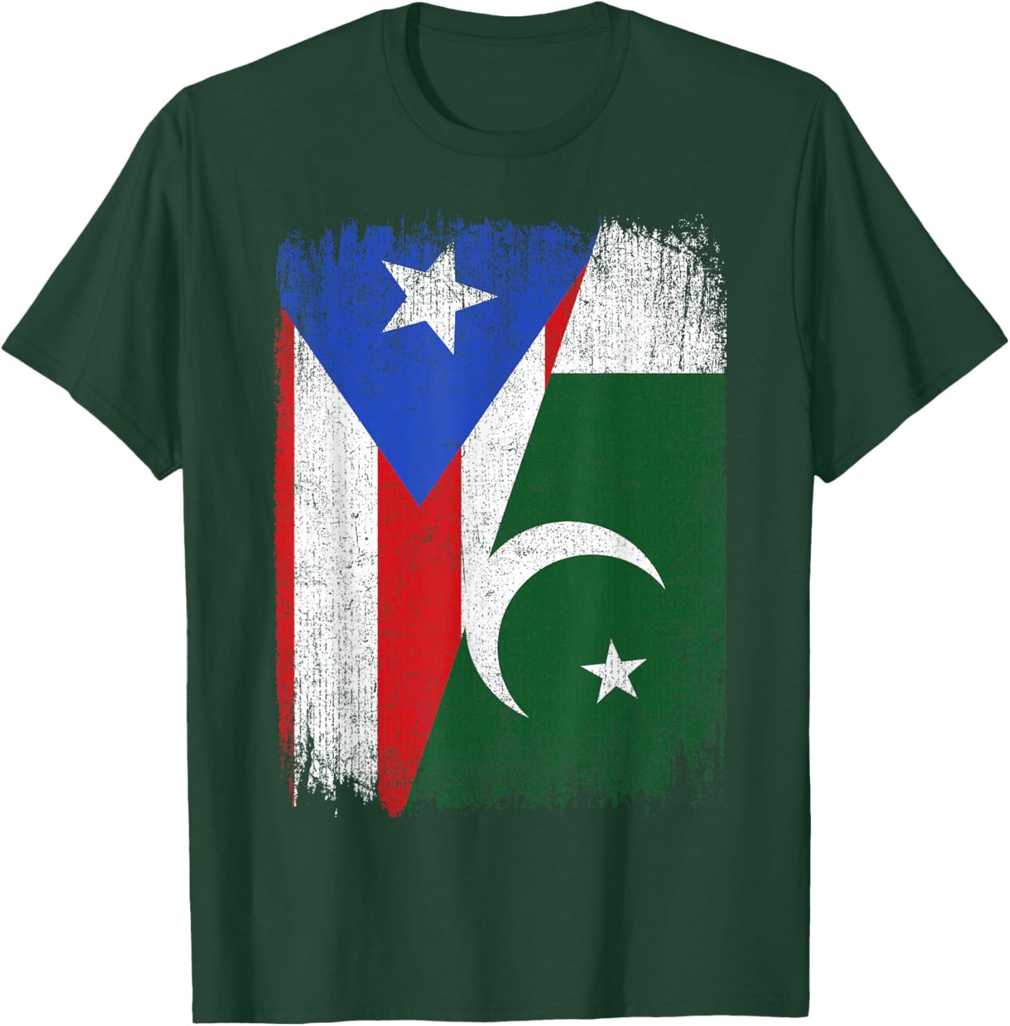 Half Puerto Rico Pakistan Flag Pakistani Pride Roots T-Shirt - T-Shirt | Forest