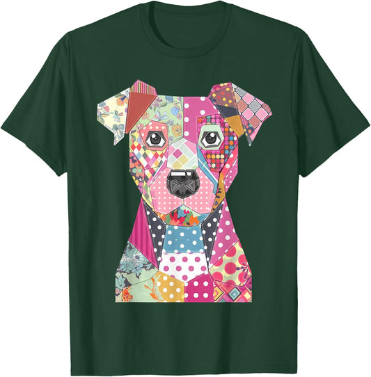 Quilt Pattern Dog For Quilting Lover Quilter Sewing Men Women Kids T-Shirt - T-Shirt | Forest