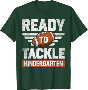 Ready To Tackle Kindergarten Football Back To School Boy Kid T-Shirt - T-Shirt | Forest