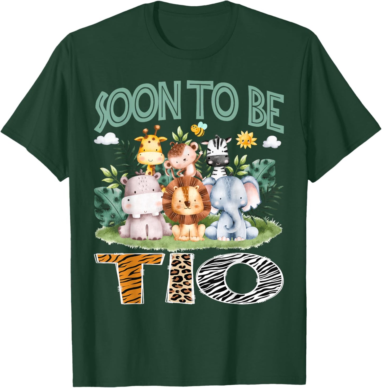 Soon To Be Tio Animal Safari Jungle Gender Reveal T-Shirt - T-Shirt | Forest