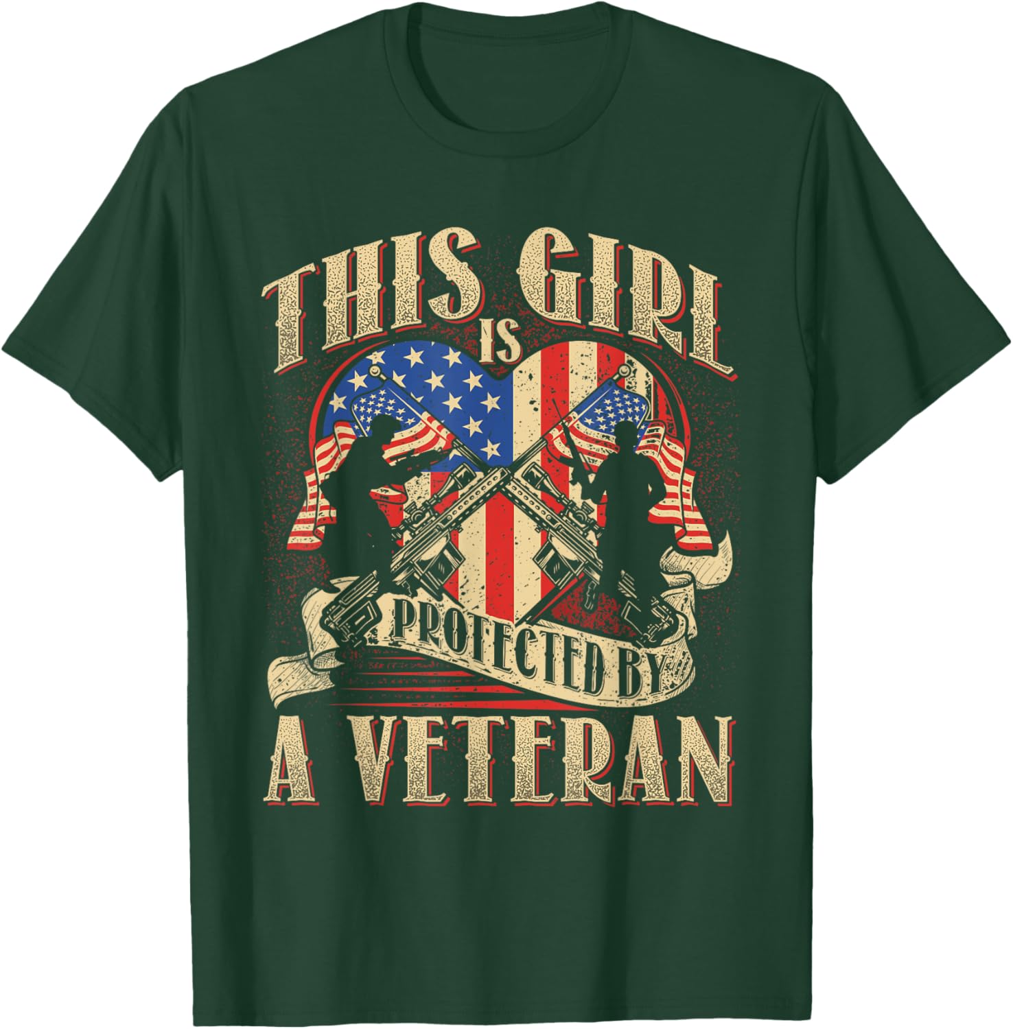 This Girl is Protected by a Veteran - Military Family T-Shirt - T-Shirt | Forest