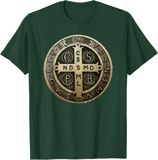 Vintage Retro St. Benedict Medal Saint Benedict Cross Cathol T-Shirt - T-Shirt | Forest