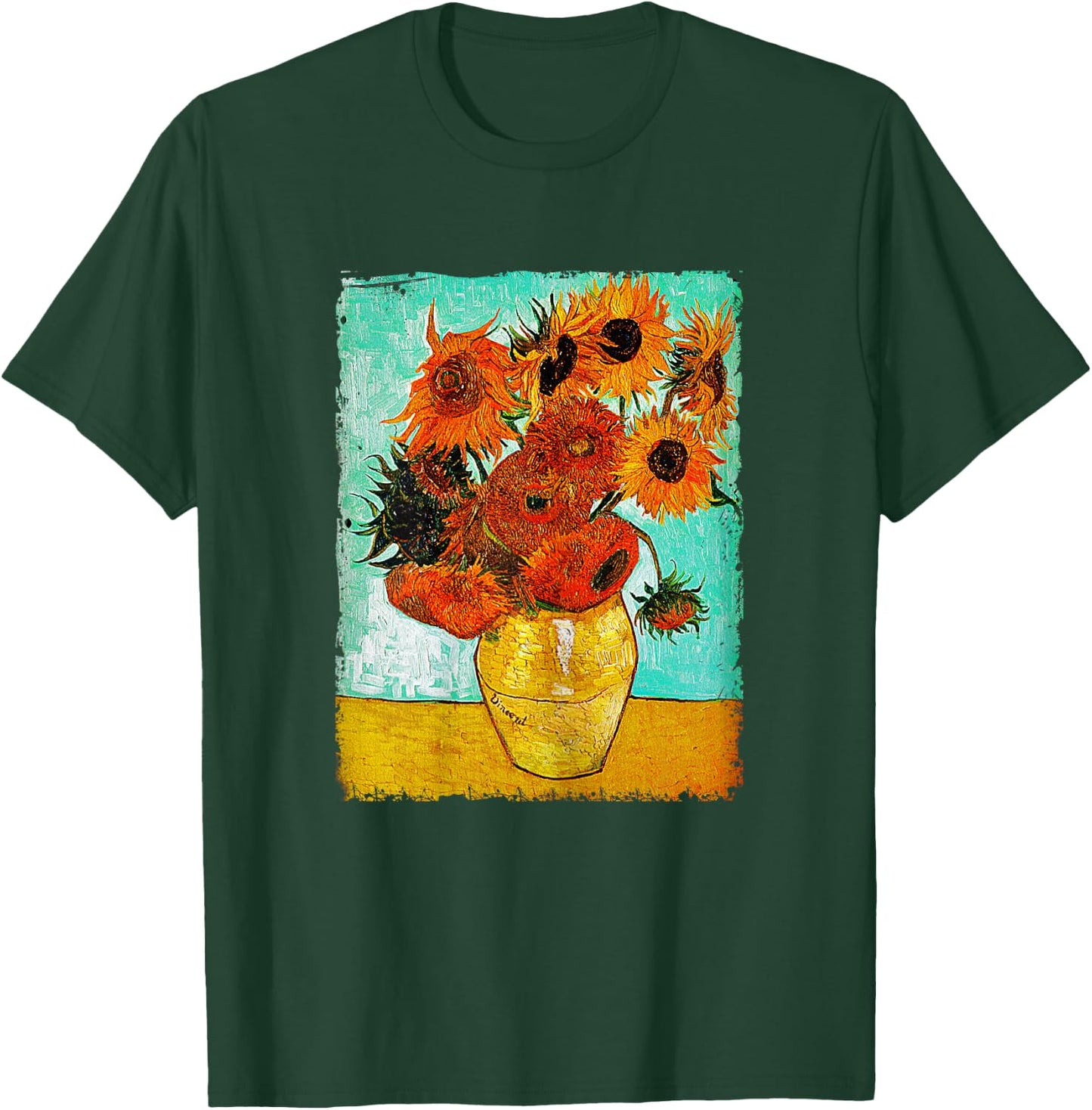 Van Gogh Sunflowers T Shirt Vintage Floral Painting Gif T-Shirt - T-Shirt | Forest