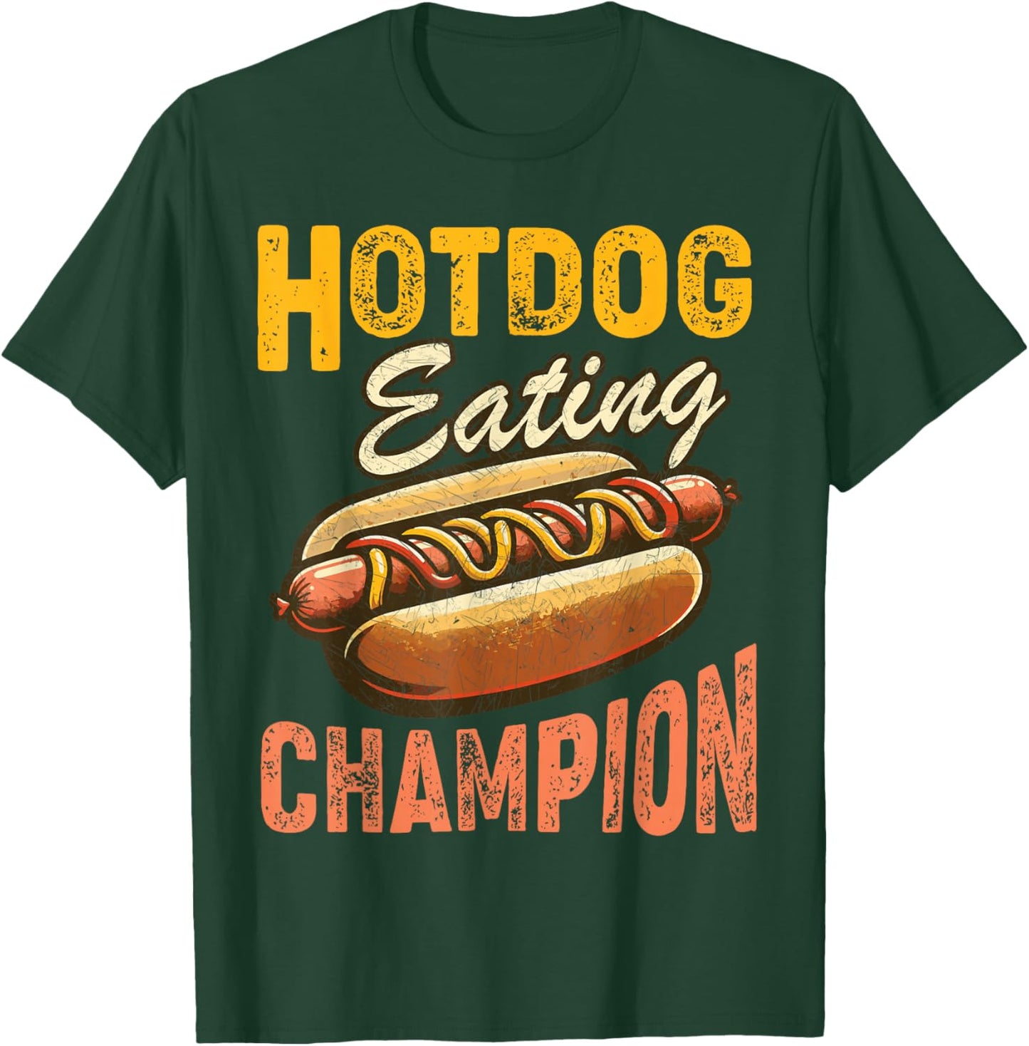 Funny Hotdog Eating Champion Estate Fair Retro Food Contest T-Shirt - T-Shirt | Forest