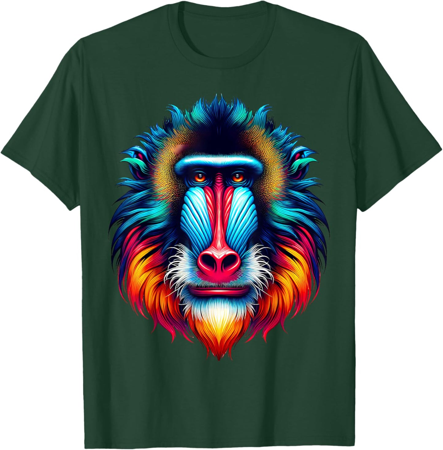 Cool Mandrill Monkey Spirit Animal Illustration Tie Dye Art T-Shirt - T-Shirt | Forest
