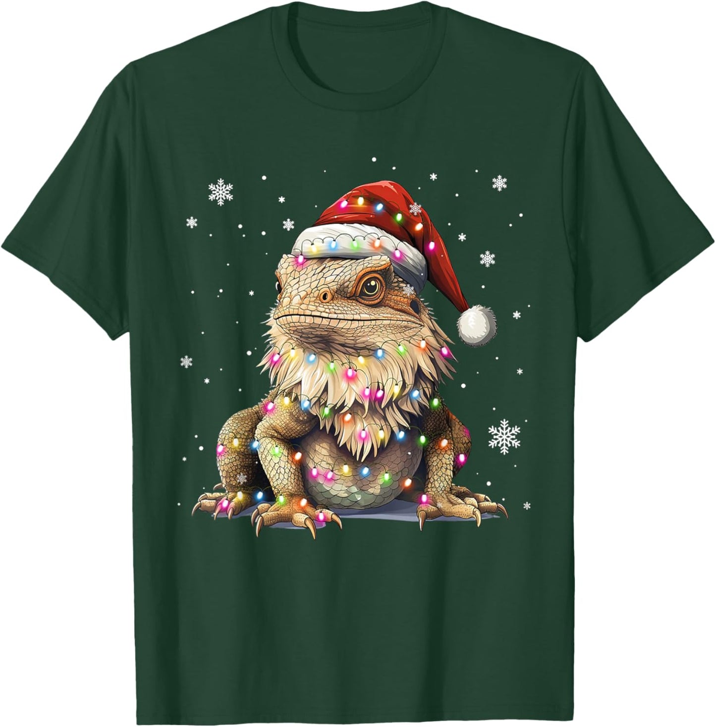 Funny Bearded Dragon Santa Hat Christmas Reptiles Lizard T-Shirt - T-Shirt | Forest
