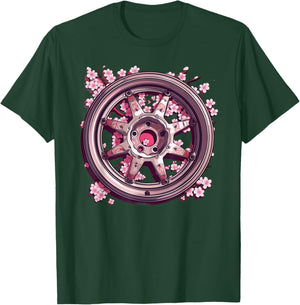 Wheel Racing Car Rim Cherry Blossom T-Shirt - T-Shirt | Forest