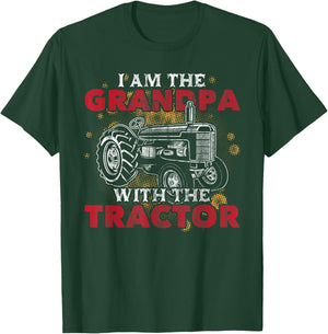 Grandpa with Tractor Grandfather Funny Grandpa Tractor T-Shirt - T-Shirt | Forest