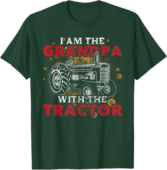 Grandpa with Tractor Grandfather Funny Grandpa Tractor T-Shirt - T-Shirt | Forest