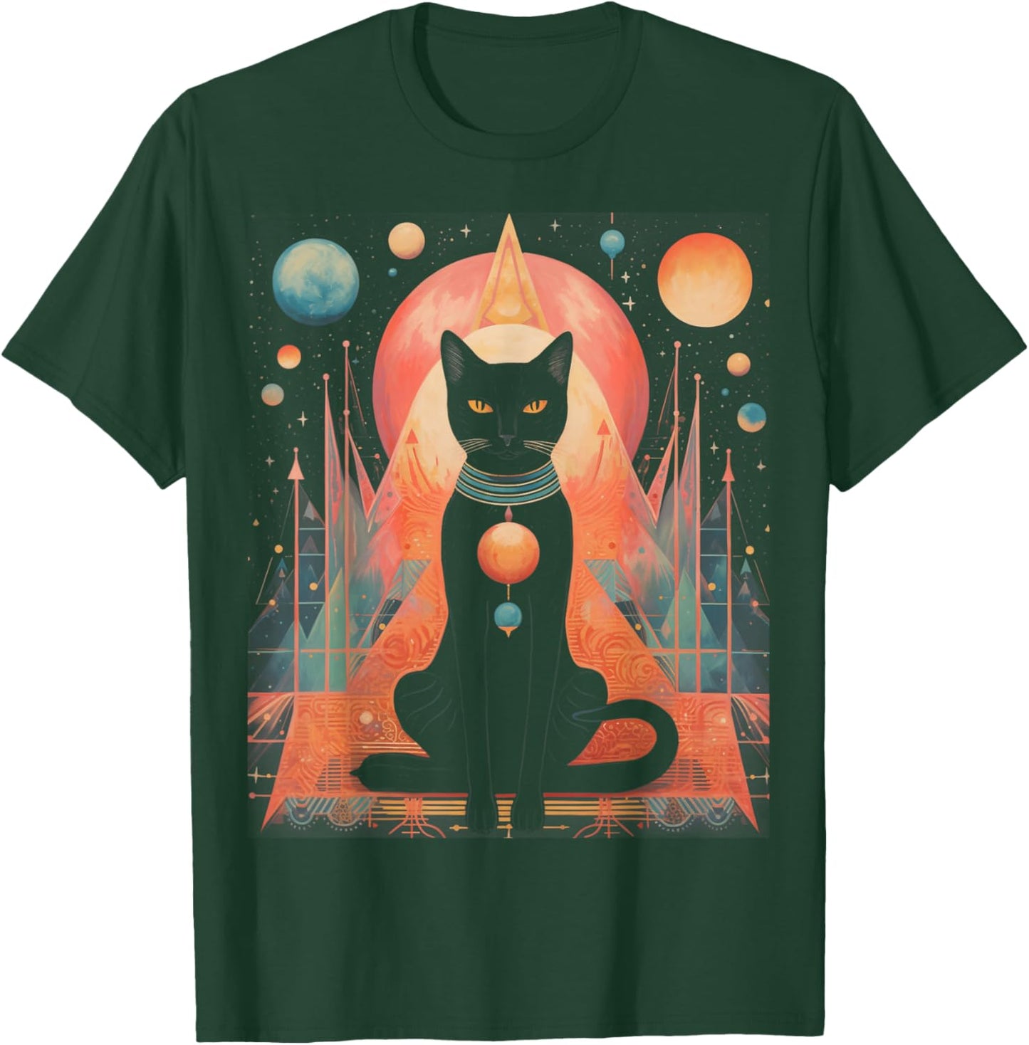 Cat, Egyptian Cat Goddess Bastet Anime Graphic Fashion Men Women T-Shirt - T-Shirt | Forest