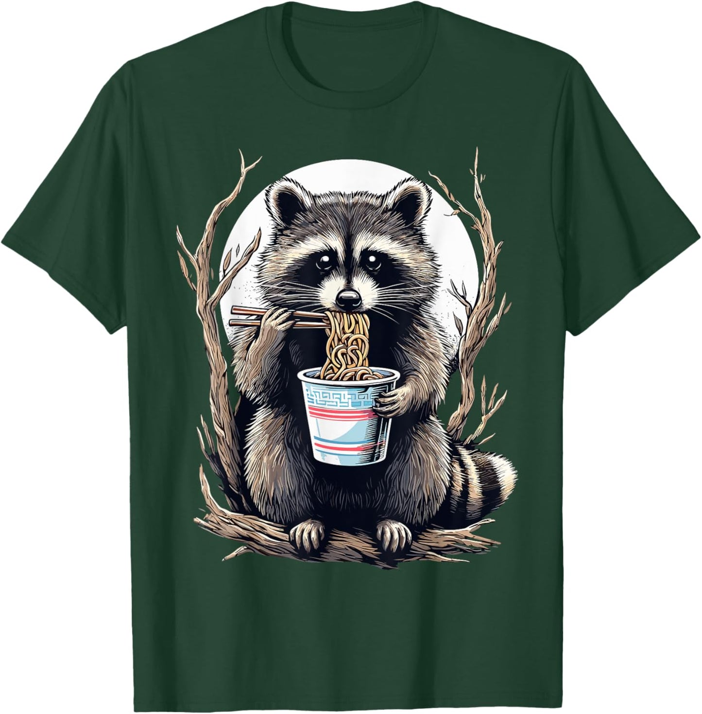Raccoon Eating Instant Noodle Cup Funny Gifts Men T-Shirt - T-Shirt | Forest