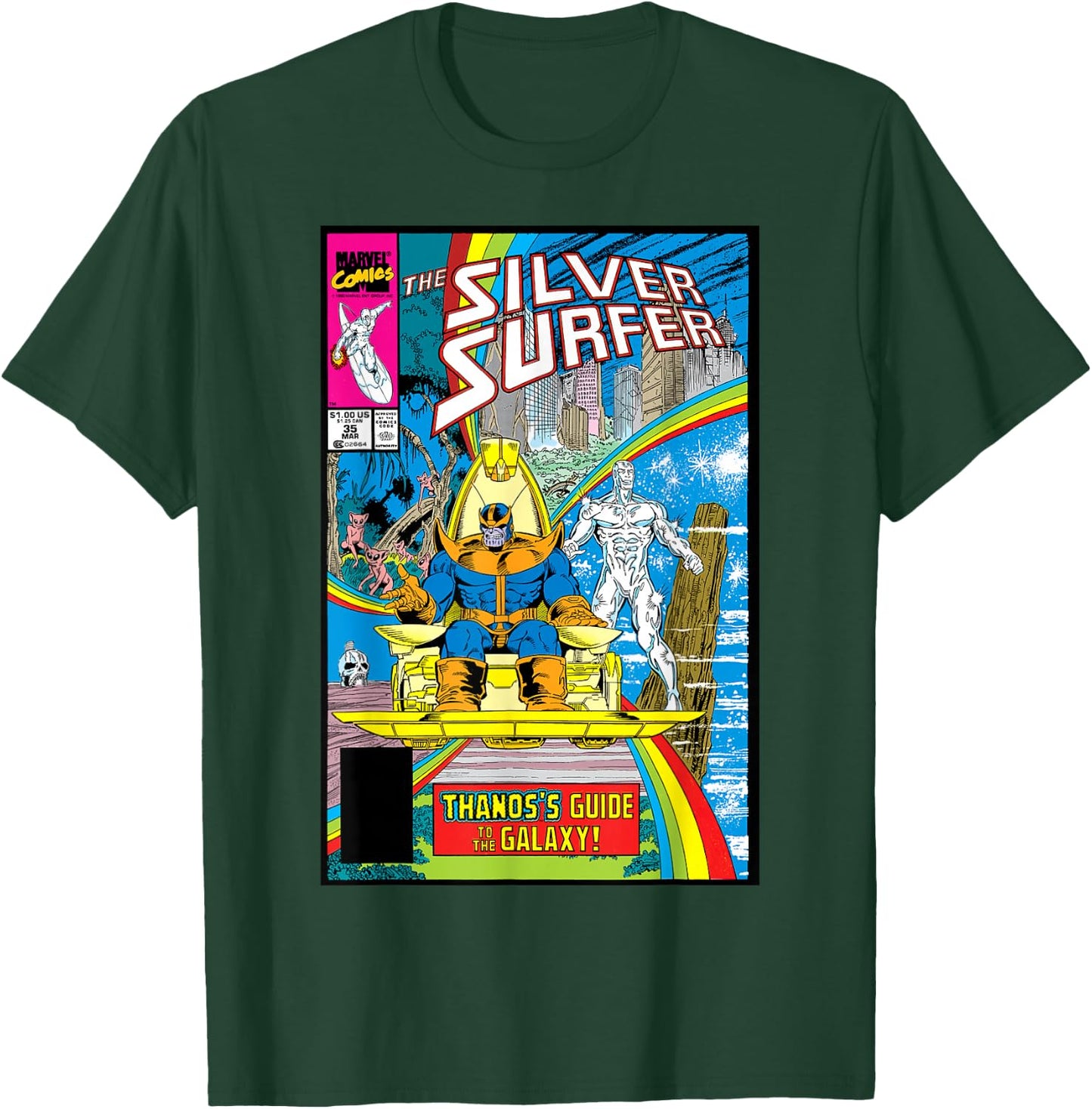 Marvel Silver Surfer Rainbow Thanos's Guide Comic Cover T-Shirt - T-Shirt | Forest