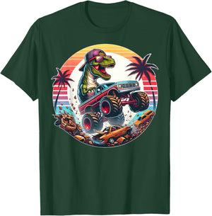 T-rex Dinosaur Monster Truck Vintage Kids Youth Toddlers Jam T-Shirt - T-Shirt | Forest