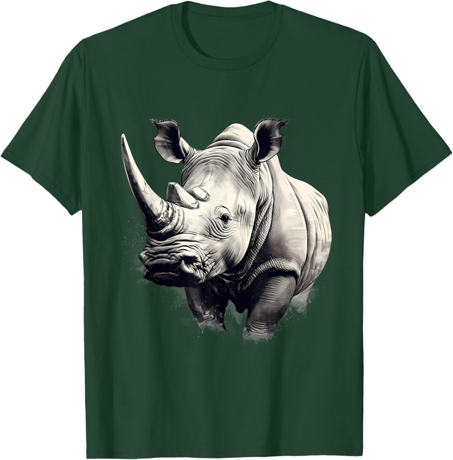 Rhino Safari Rhinoceros Animal Print Drawing Motif Wildlife T-Shirt - T-Shirt | Forest