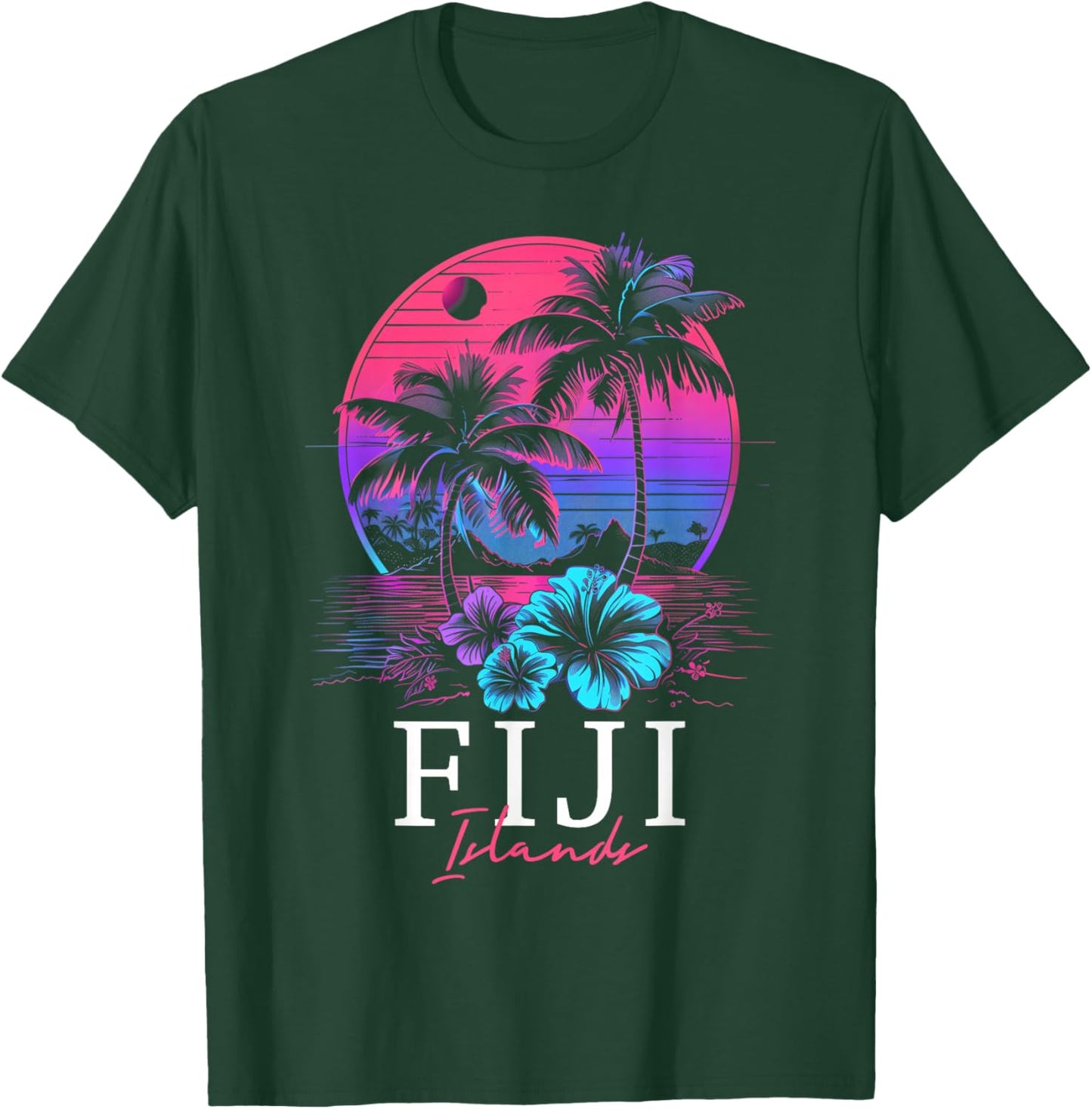 Fiji Islands Hibiscus Flowers Beach Surfer Souvenir T-Shirt - T-Shirt | Forest