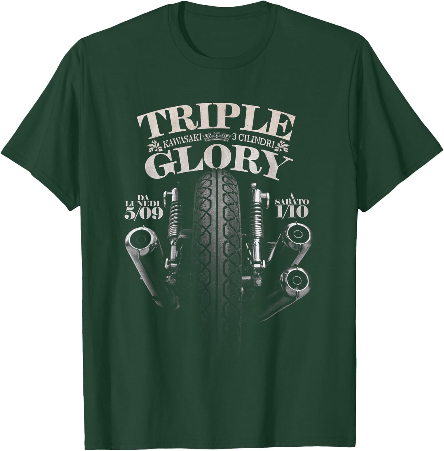 Kawasaki Triple Classic Biker T-Shirt - T-Shirt | Forest