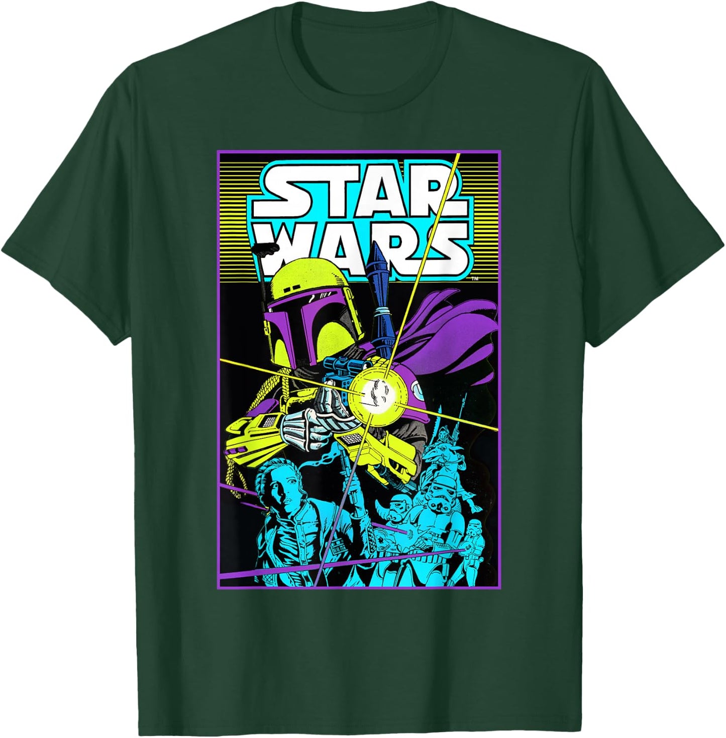 Star Wars Boba Fett Neon Blaster Poster T-Shirt - T-Shirt | Forest