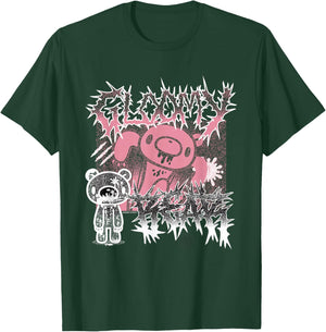 Gloomy Bear The Naughty Grizzly Metal Band Text Anime Manga T-Shirt - T-Shirt | Forest