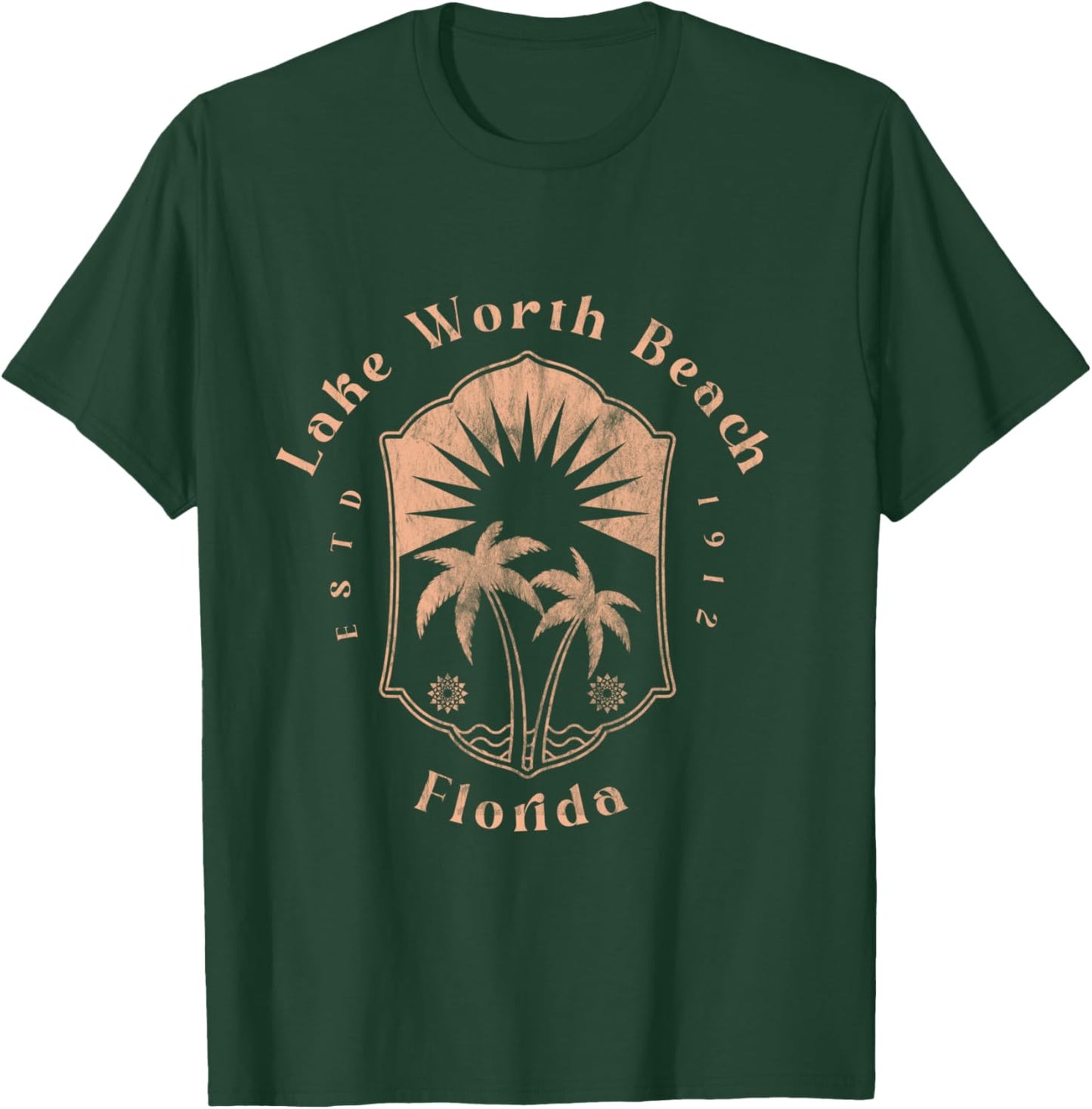Lake Worth Beach Florida Retro Surfer Vintage Beach T-Shirt - T-Shirt | Forest